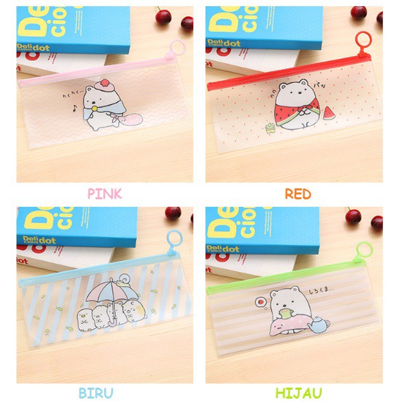 

[KECIL] ZIPPER BAG TRANSPARAN BEAR PUTIH / TEMPAT PENSIL BEAR PUTIH