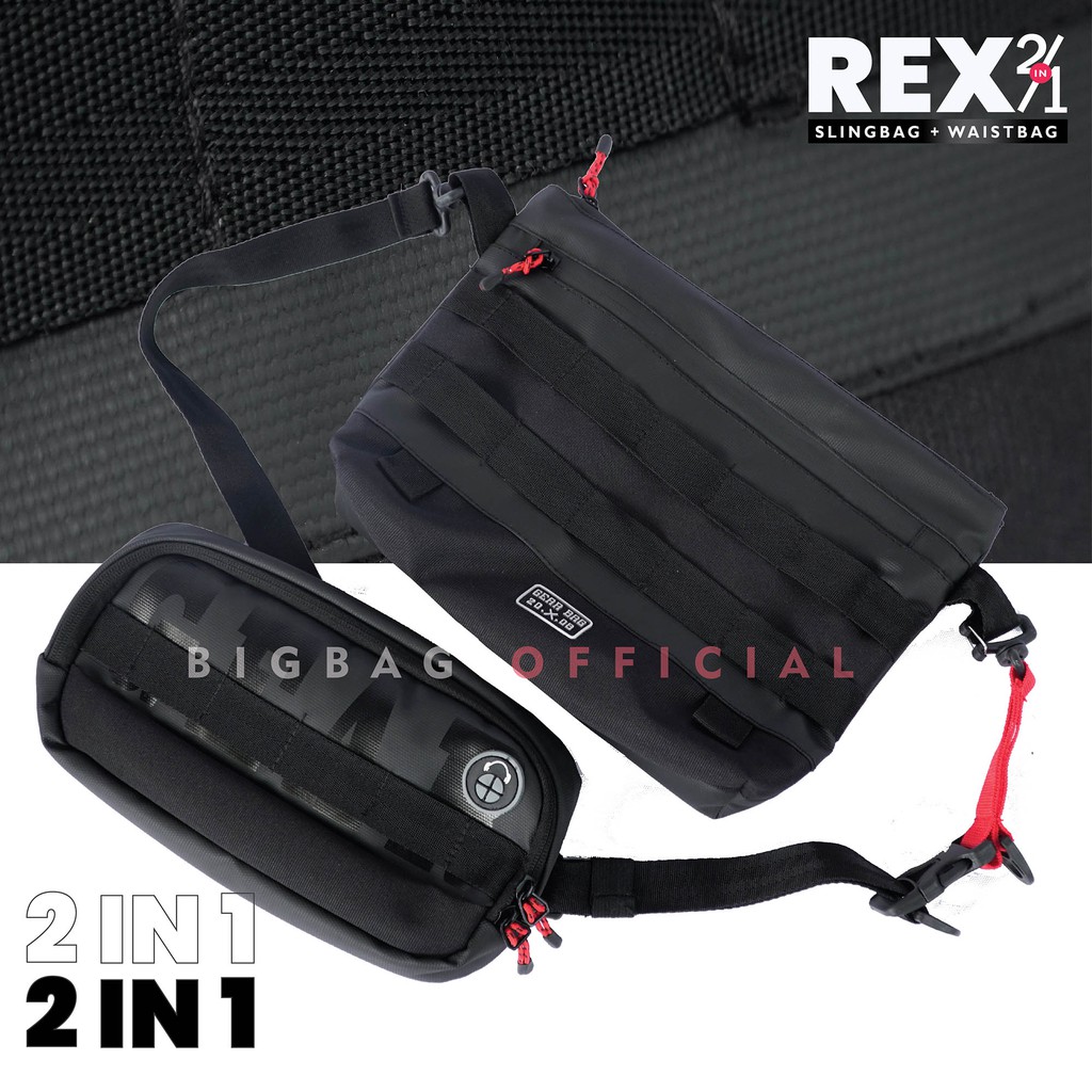 PTS - GEAR BAG NEX 2 in 1 - 13119 Waist bag and Sling bag With Earphohe Hole - Tas Selempang Pria Tas