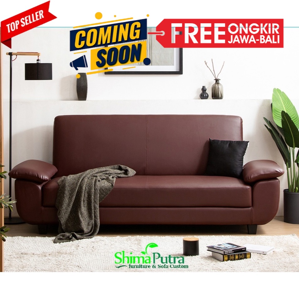 Shima - Hato Sofa Bed Minimalis Kulit | Sofabed Ruang Tamu