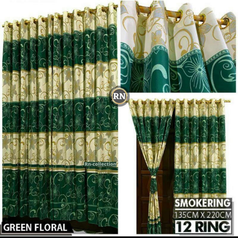 Gordeng smokring ring 12 MTF Batik ijo/Floral ijo