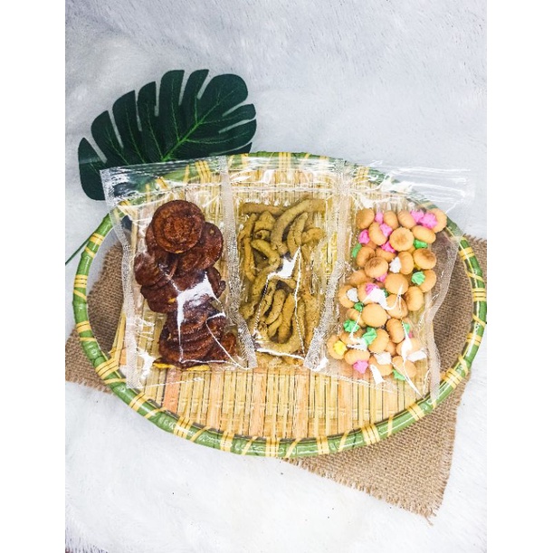 PAKET HEMAT 1 ( BISKUIT KEMBANG, USUS KRISPY, PISANG COKLAT ) SNACK HALAL CEMILAN SEHAT