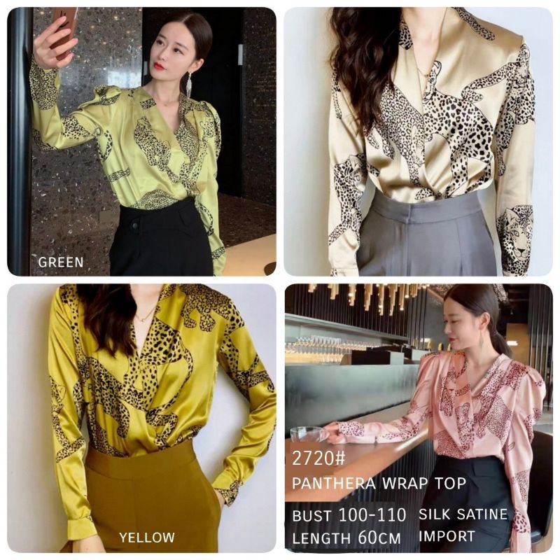 MDLV ~ 2720 PANTHERA WRAP TOP KOREA ATASAN WANITA BLOUSE SATIN BLOUSE PREMIUM FASHION IMPORT