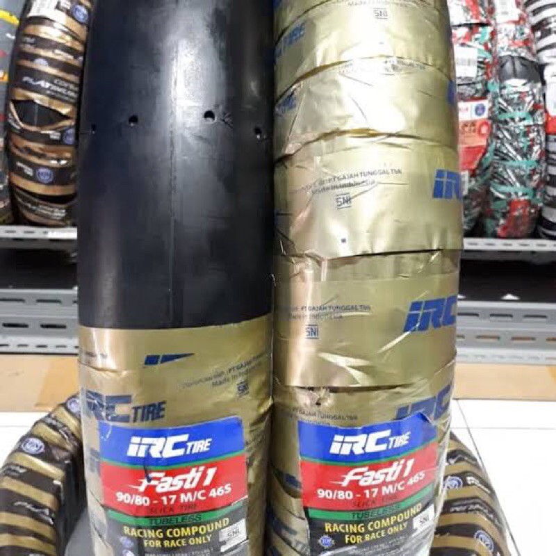 ban luar irc racing fasti 1 satu set depan belakang ring17 ukuran ban 90/80-17 compound racing