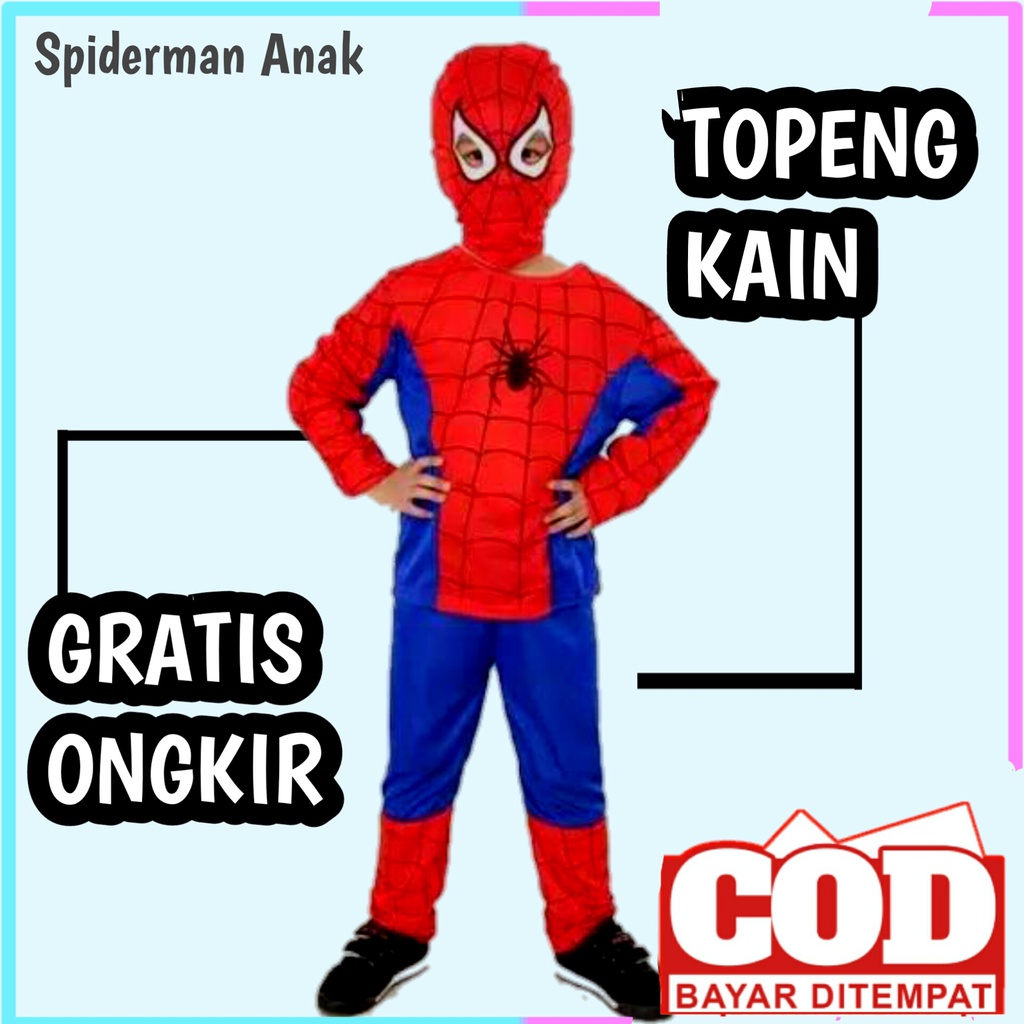 baju karakter spiderman anak laki laki