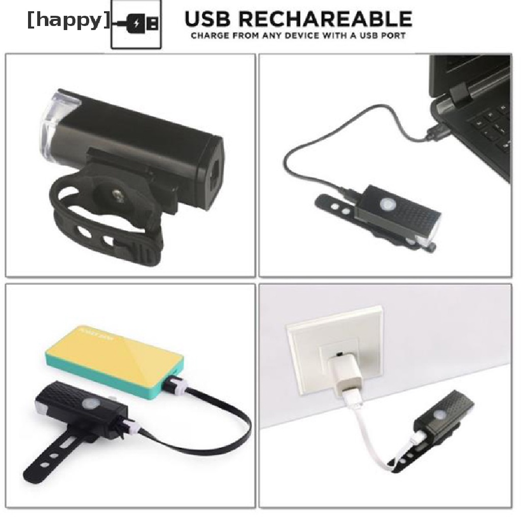 Ha Lampu Depan + Belakang Sepeda Led Usb Rechargeable