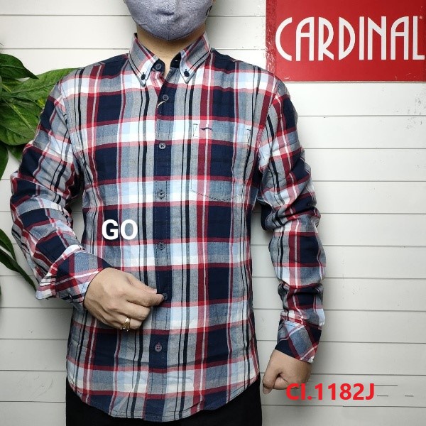 gof CSK CARDINAL KEMEJA JEANS Slimfit Hem Pria Baju Cowok Pakaian Pria Lengan Panjang