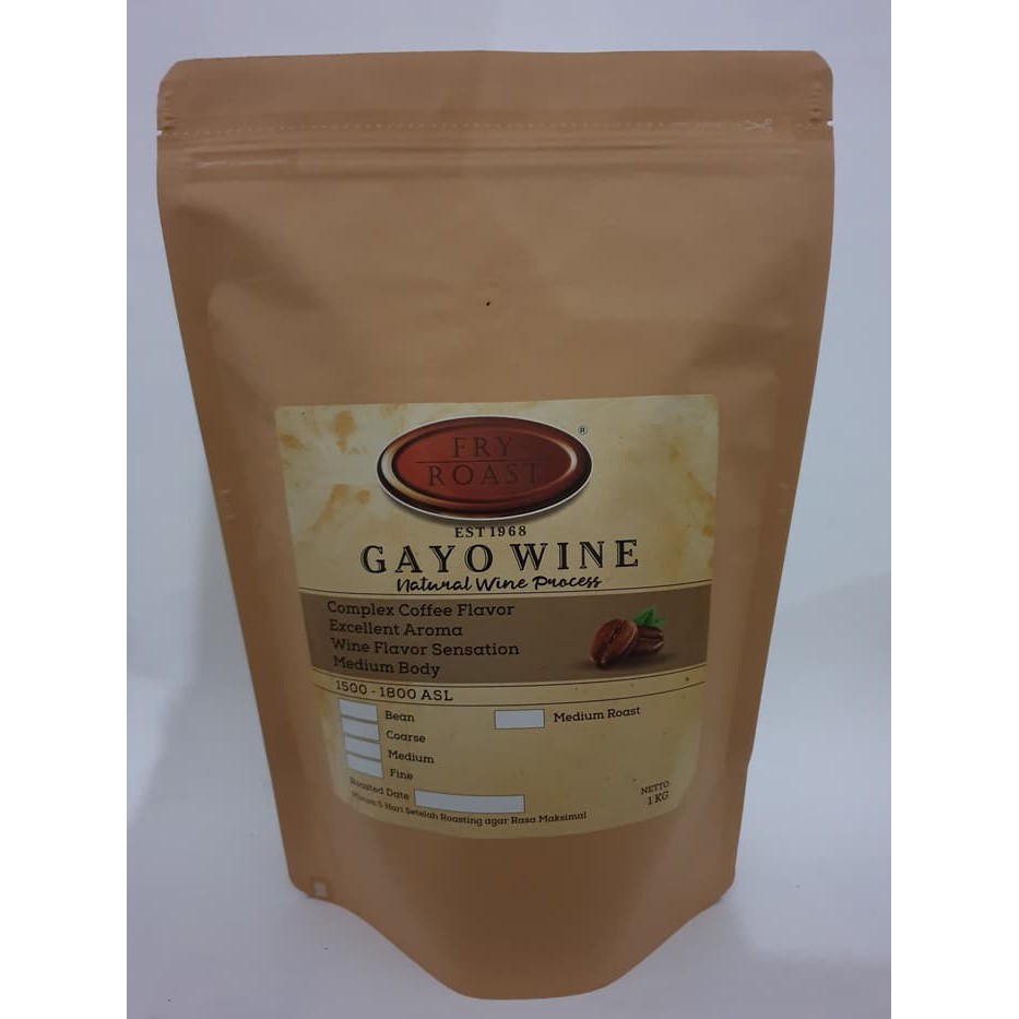 

KOPI ARABICA GAYO NATURAL WINE PROCESS 1 KG BIJI/BUBUK