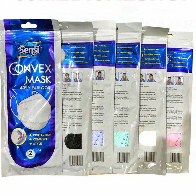 Sensi Convex Mask Earloop 4Ply isi 2pc - Masker Sensi Convex 4ply Sachet