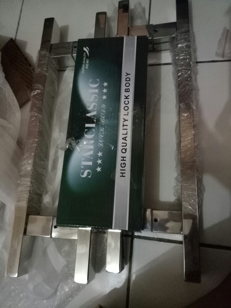 Handle Pintu Rumah / Tarikan Pintu Rumah Baut Tembus / Pull Handle Baut Tembus Stainless Kotak 45 Cm