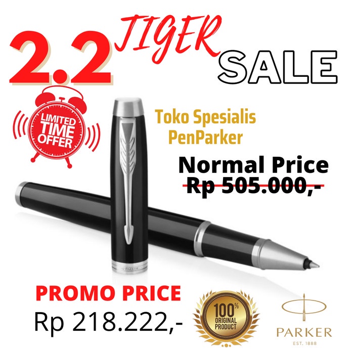 

Pulpen - Premium Parker Im Black Chrome Trim Rollerball - Original