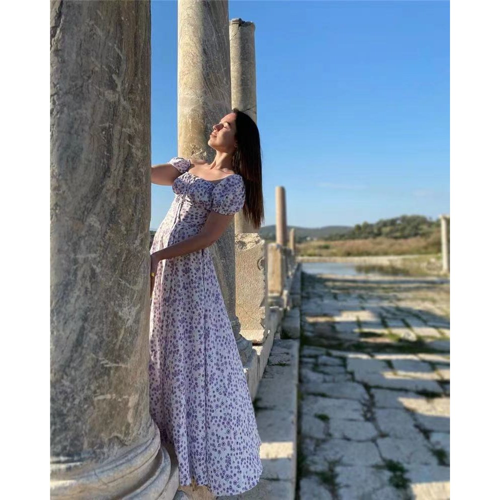 𝐑𝐄𝐀𝐃𝐘 𝐒𝐓𝐎𝐂𝐊 𝐒𝐀𝐅 - PURPLE flower handy dress woman premium / maxi dress / korean summer dress / beach