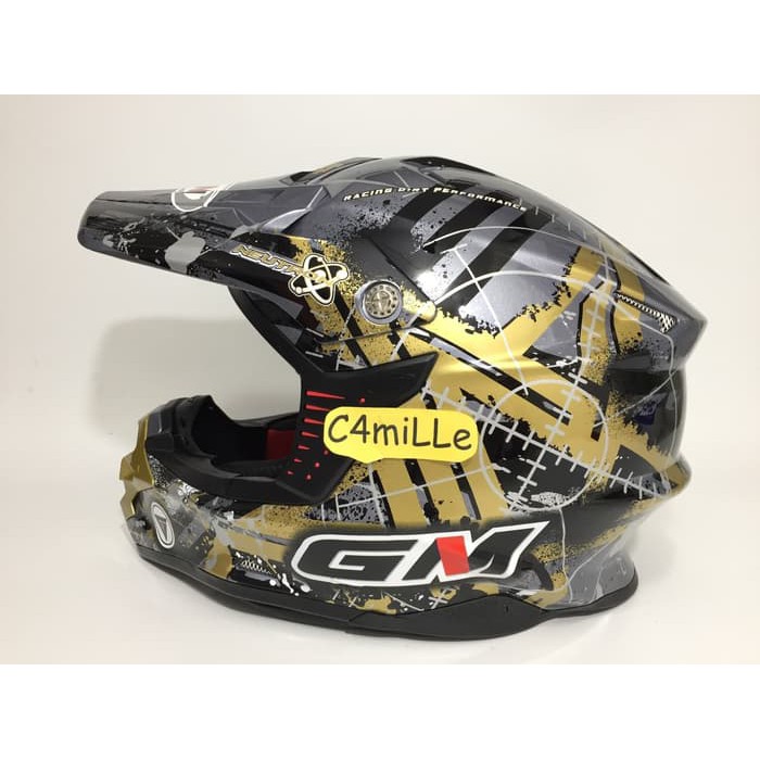 TERBARU DAN MURAH HELM CROSS TRAIL GM SUPER CROSS NEUTRON DARK MET GOLD ,