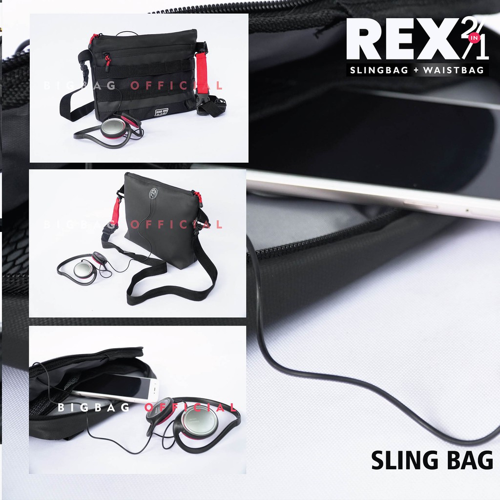 PTS - GEAR BAG NEX 2 in 1 - 13119 Waist bag and Sling bag With Earphohe Hole - Tas Selempang Pria Tas