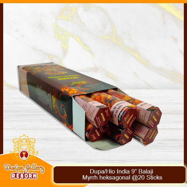 Dupa/Hio Wangi india 9&quot; Balaji Myrrh heksagonal @20 sticks (6pcs/box)