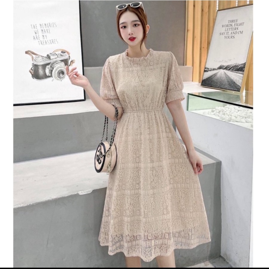 BRUKAT LACE DRESS KOREAN PREMIUM STYLE ALL SIZE NEW ARRIVAL LILAC