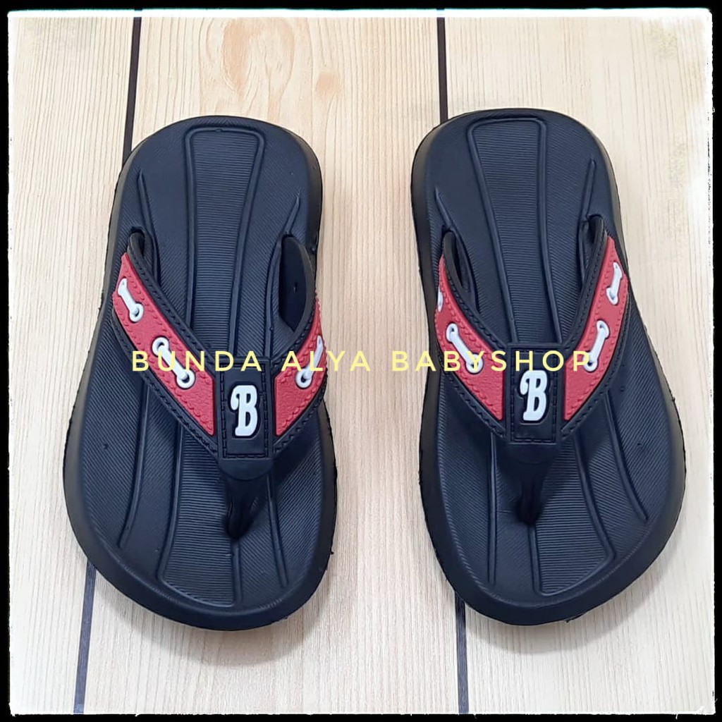 Sendal Anak Laki Jepit Karet Usia 3 4 Tahun Size 24 - 27 HITAM - Sandal Jepit Anak Cowok Balacca Anti Licin Karet