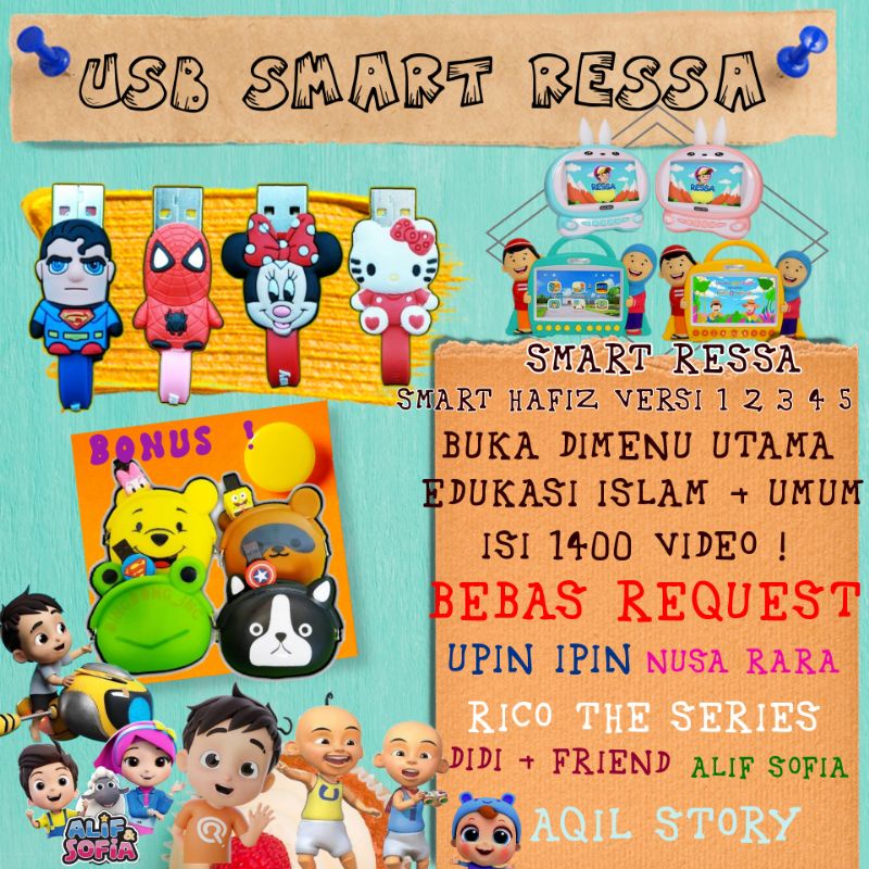 DROPSHIP USB KARAKTER SMART HAFIZ VERSI 1 2 3 4 5 6 SMARTHAFIZ RESSA ISI 1400 VIDEO BEBAS REQUEST