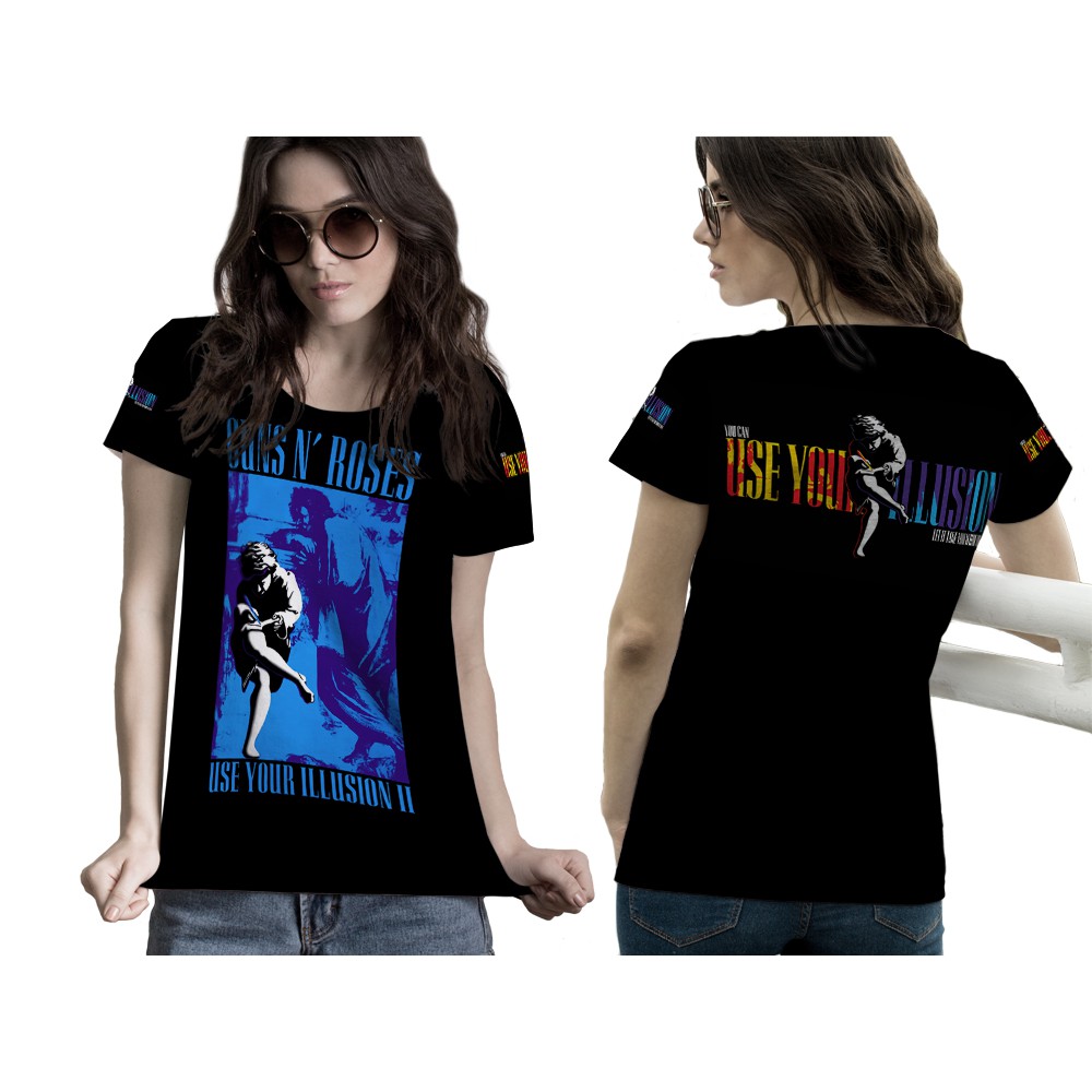 [Riashop] Kaos Wanita Lengan Pendek GUNS N ROSES USE YOUR ILLUSION 2 FullPrint - FS