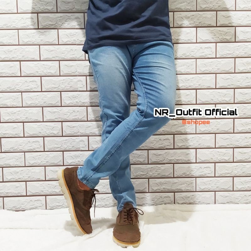 Celana Panjang Pria Jeans Ice Blue Cowok Skinny Slim Fit Biru Muda Size 27-38 NR_Outfit Official COD