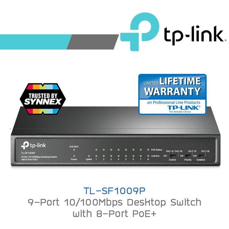 TP-Link 9 Port TL-SF1009P 10/100Mbps with 8-Port PoE Tplink SF1009P