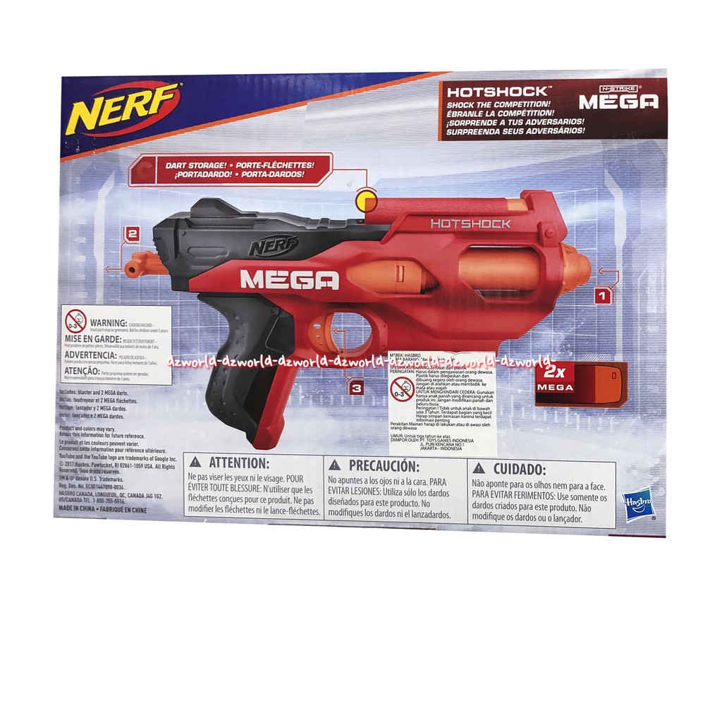 Nerf Mega Hotschock n Strike Pistol Mainan Dengan Peluru Busa