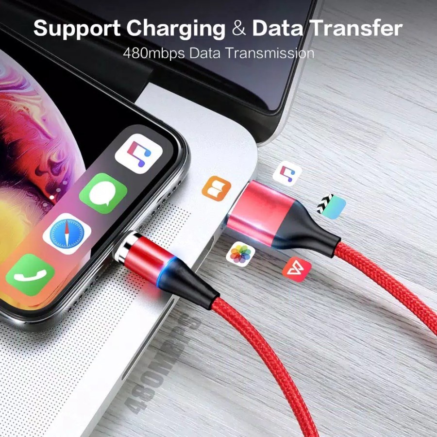 3A Fast Charging Magnetic Cable Kabel Casan magnet 3in1 Andriod iphone- aksesoris Kabel Handphone Murah ST