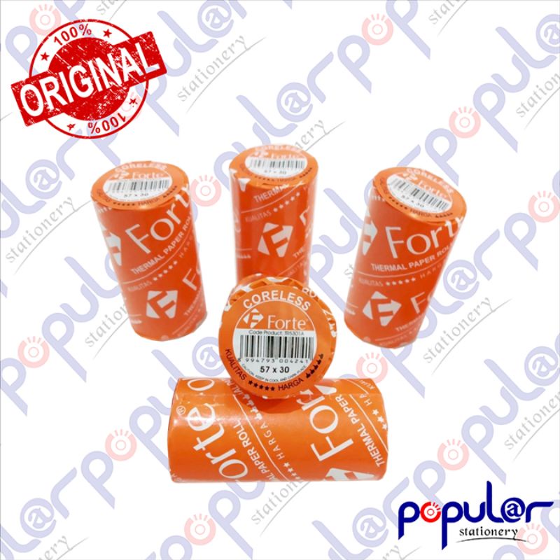 

Thermal Roll Forte Coreless 57 x 30 mm ( 1 pak / 10 Roll )