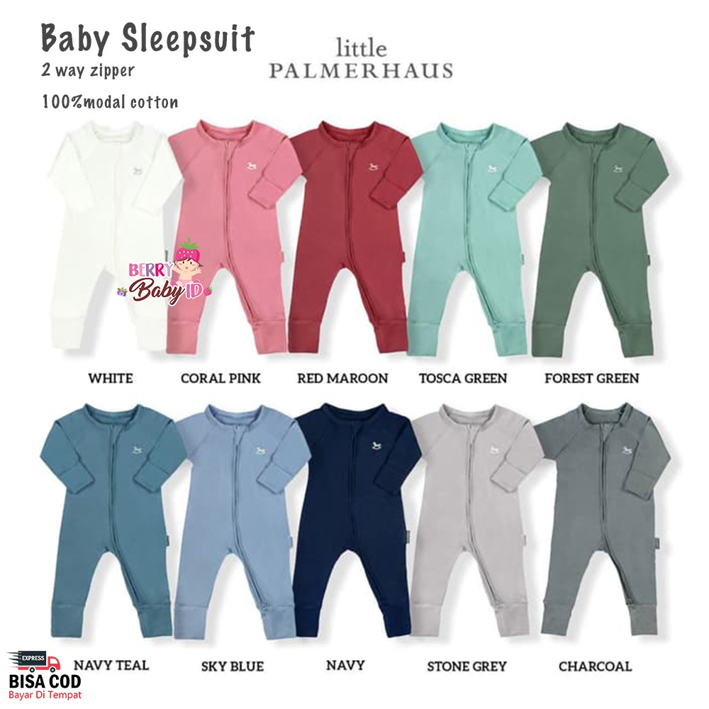 Little Palmerhaus Baby Sleepsuit Piyama Bayi Katun Premium 3-24 Bulan Boy &amp; Unisex - ED 2 Berry Mart