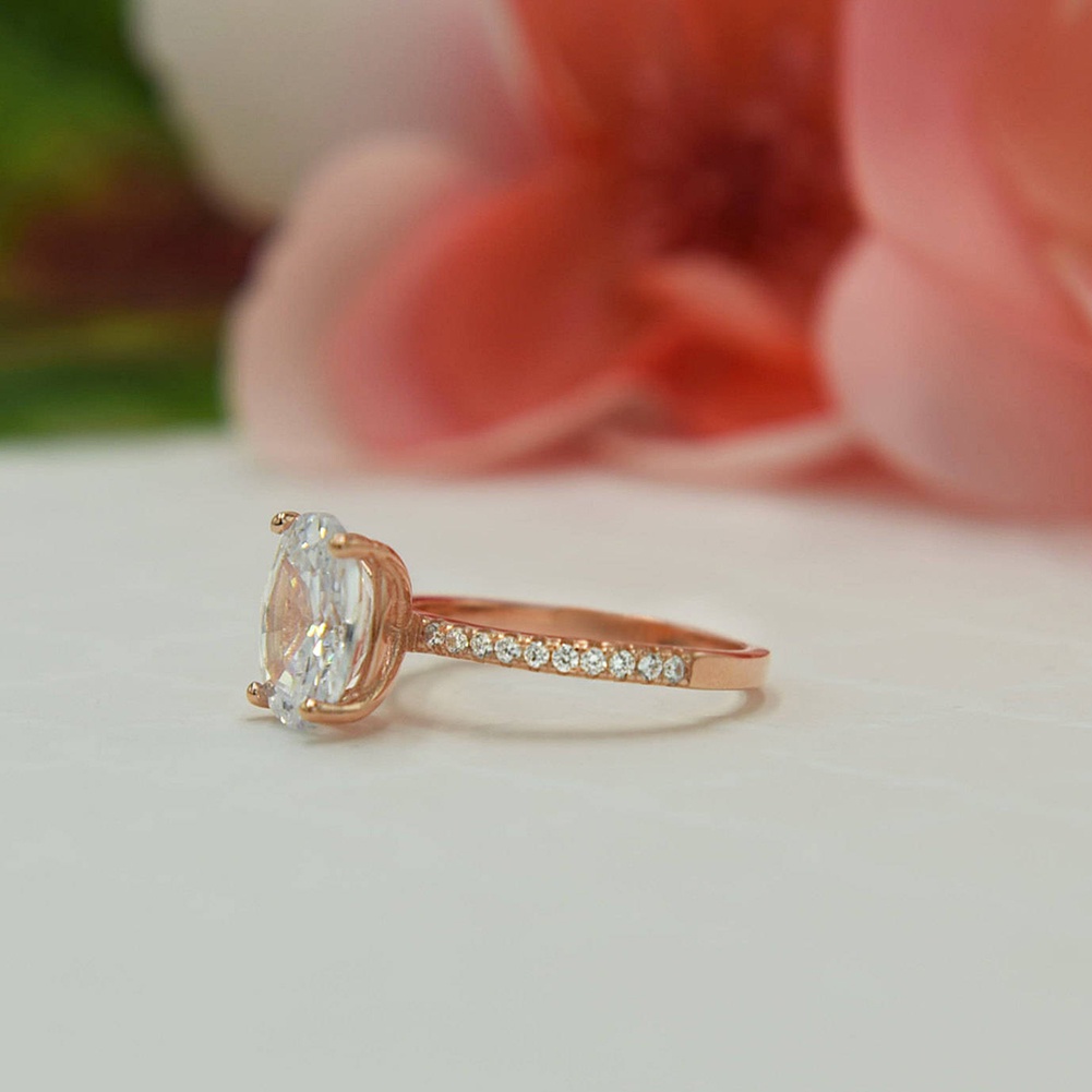 Hu Hu Hu Hu Hu Alat Bantu Pasang Kacamata♡ Cincin Bentuk Telur Aksen Zircon Untuk Wanita