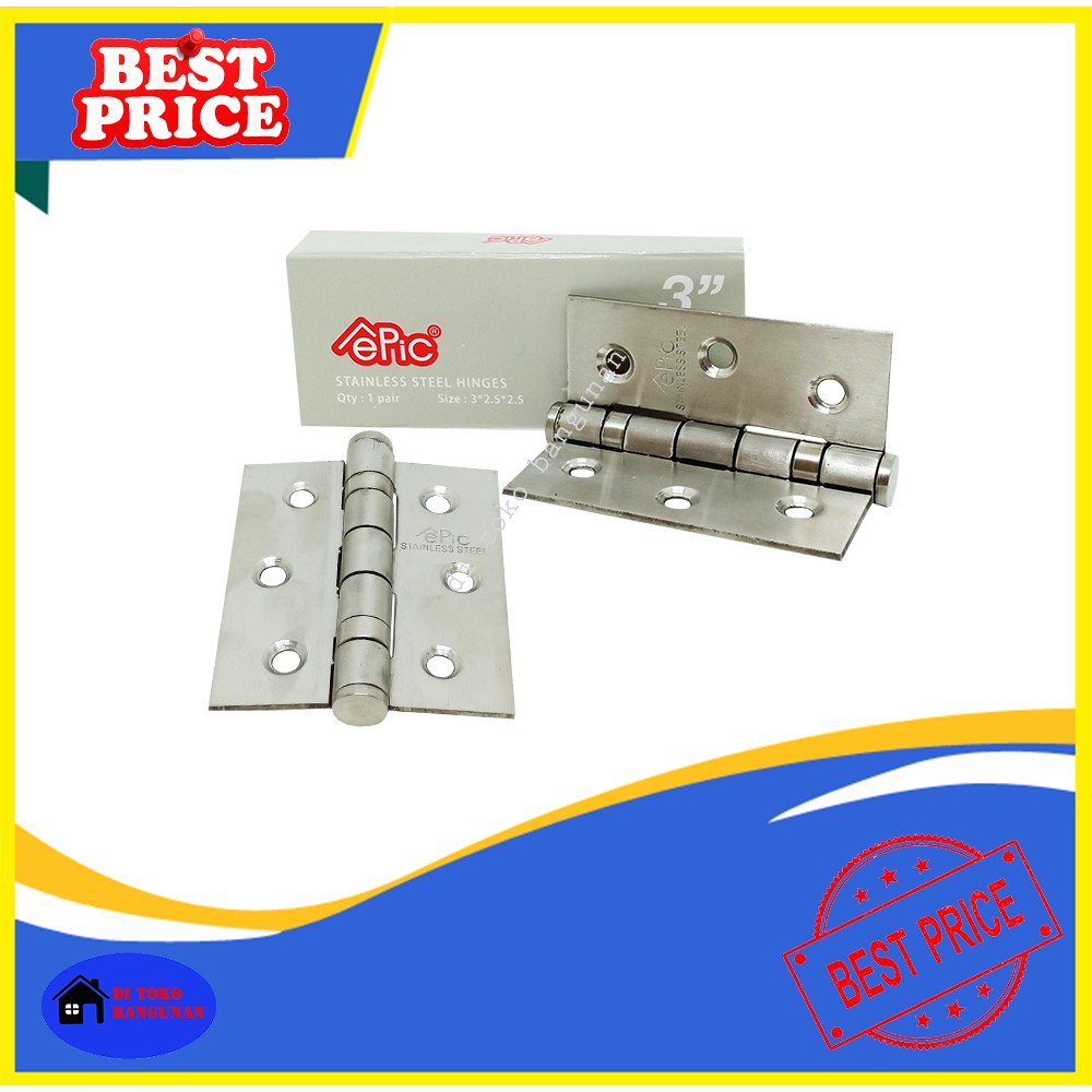 Engsel Pintu Stainless Steel 3&quot; Epic - Engsel Lemari