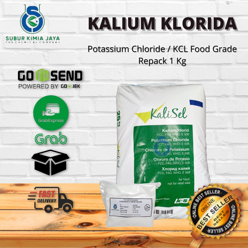 

Garam Kalium Klorida FOOD GRADE / Potassium Chloride / Garam KCL putih Halal 1kg