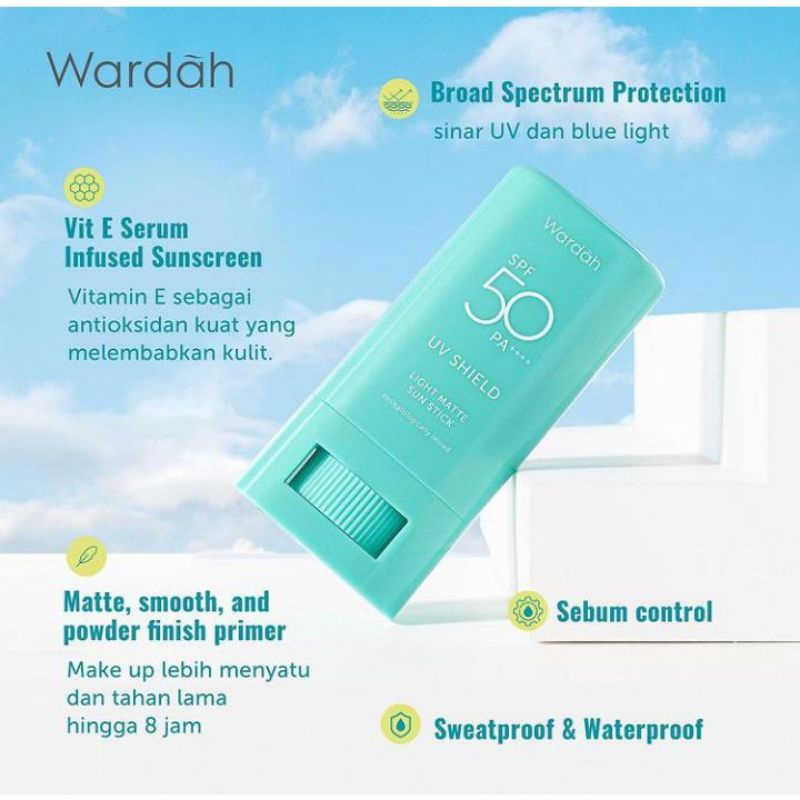 Wardah UV Shield Light Matte Sun Stick SPF 50 PA ++++/Wardah Sunscreen