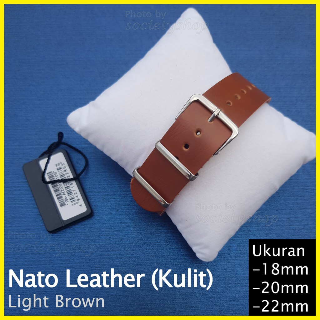 Nato Leather Kulit Sintetis Tali Jam Strap Watch 18mm 20mm 22mm Seiko