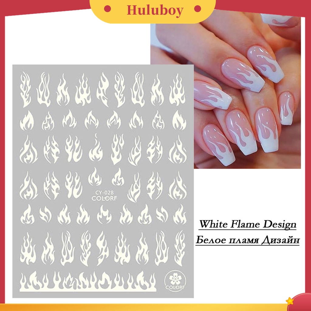 Huluboy Huluboy♡ 1 Lembar Stiker Kuku 3D Luminous Glow In The Dark Untuk Manicure