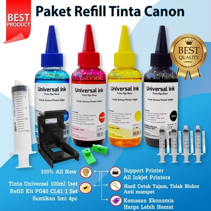 Paket Refill Tinta Printer Canon PG810 CL811 PG47 CL57 PG745 CL746