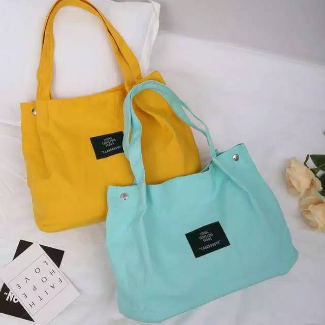 IMPORT (Ukuran besar) Tas Kanvas Wanita / Tote Bag canvas / tas selempang wanita kanvas Korea