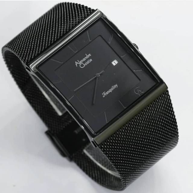 Alexandre christie ac8333 original full black rantai pasir pria