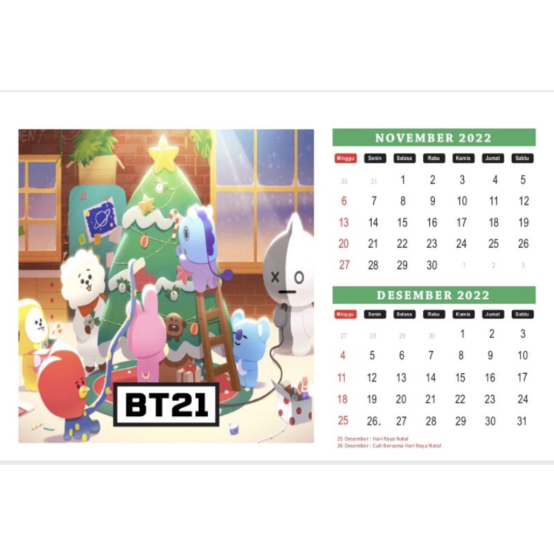KALENDER MEJA BTS BT21 tahun 2022/CALENDER-4