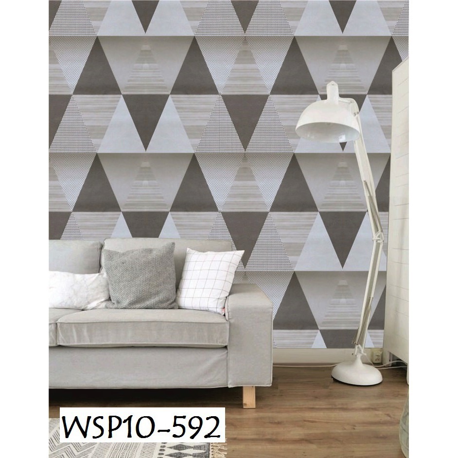 Wallpaper Sticker GEOMETRI  HITAM ABU Walpaper Dinding 