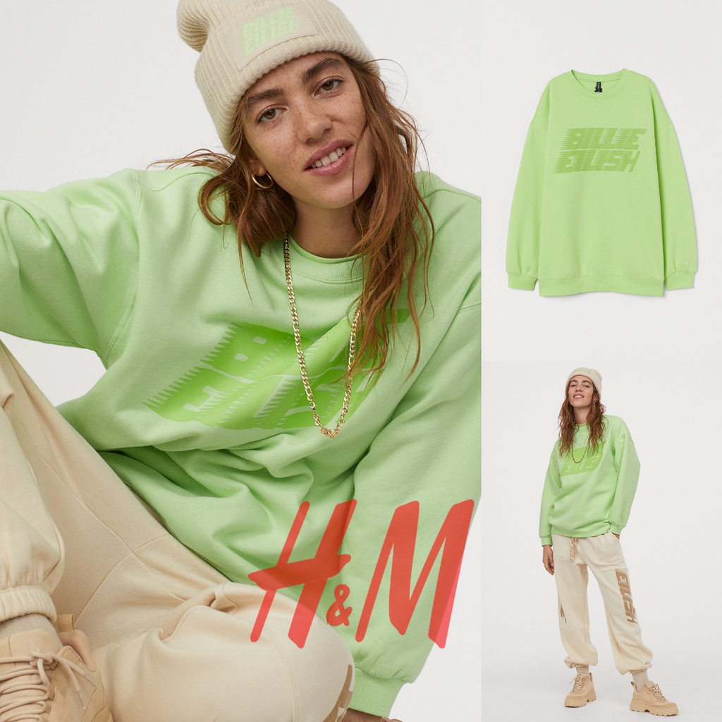 SWEATER HOODIE H&M BILLIE EILISH NEON HNM SALE CREWNECK H&M SWEATER HOODIE PRIA SWEATER OVERSIZE SWE