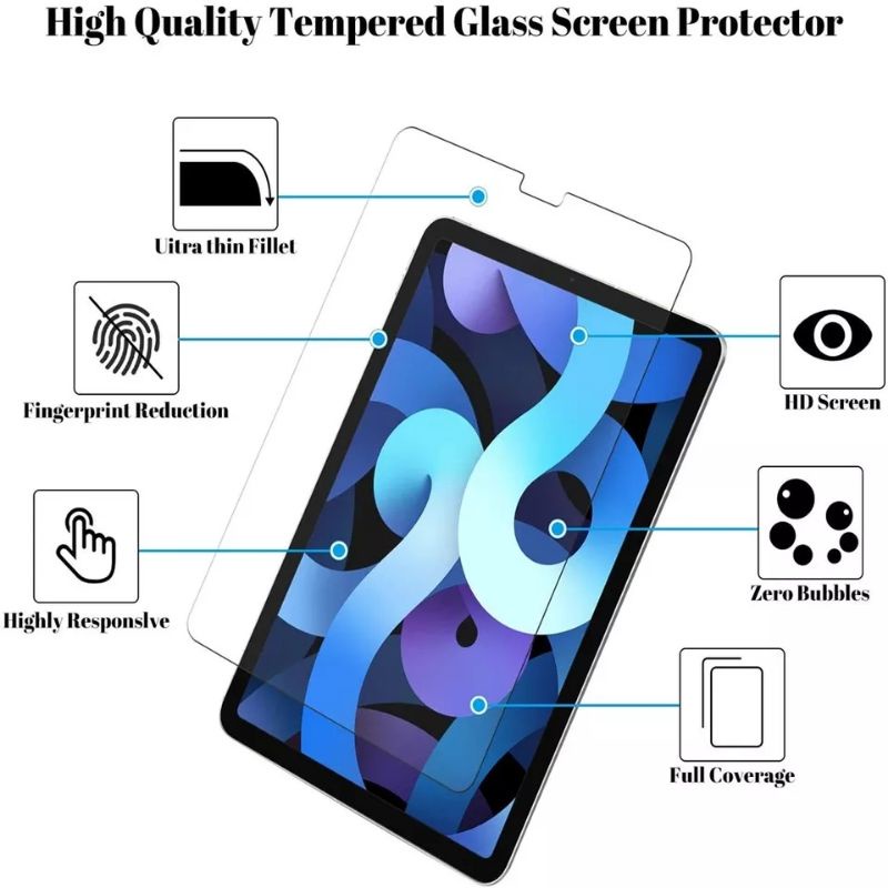 Antigores Ipad Air 4 Air4 2020 10.9 A2324 A2072 A2325 A2316 iPad13,1 iPad13,2 Tempered Glass Screen Guard protector TG High Quality Pelindung Layar kaca Bening