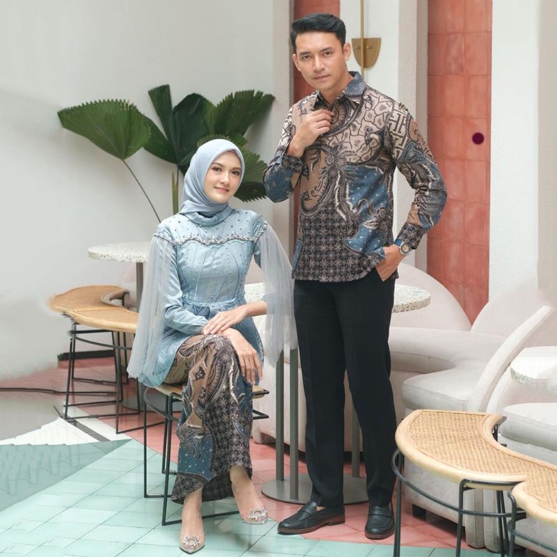 Batik Official Solo Batik Set Kebaya Couple Siena Tulle Mutiara kombinasi Tutu jaring SET COUPLE SET KEBAYA COUPLE