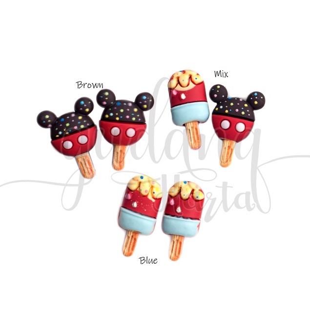 Anting Stud Dan Jepit Mickey Ice Stick Earrings Motif Karakter GH 203129