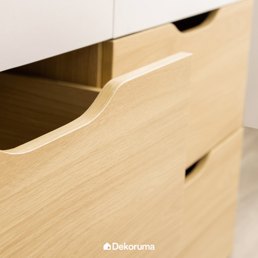 Dekoruma Sano Lemari Laci Susun 6 Laci Baju Lemari Kayu Minimalis Olahan (Chest of Drawer Cabinet)