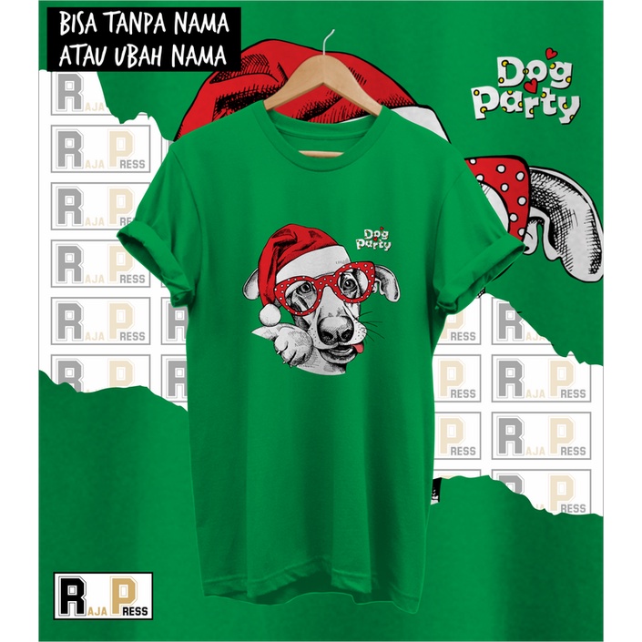 KAOS NATAL BAJU NATAL ANJING KACAMATA BERGAYA COMBED 30S MERRY KKATUN CHRISTMAS