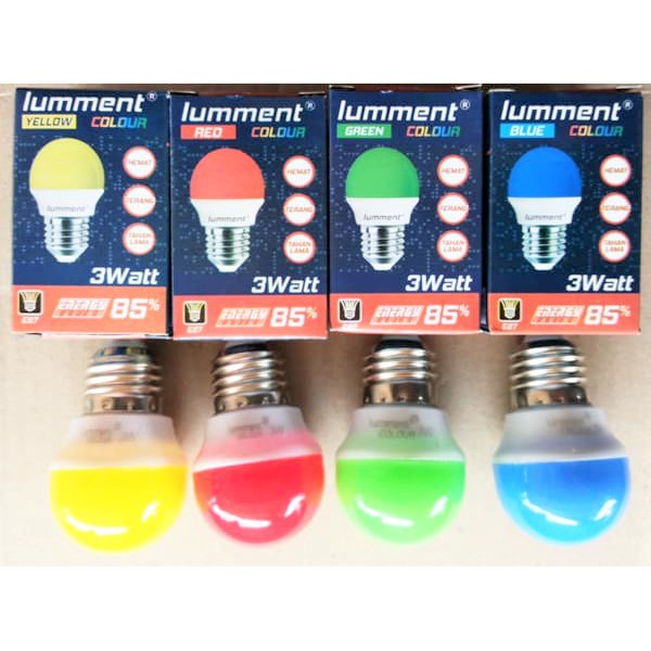 Lumment Warna Lampu Led Warna 3W colour 3 Watt 3Watt merah kuning biru hijau lampu tidur led warna