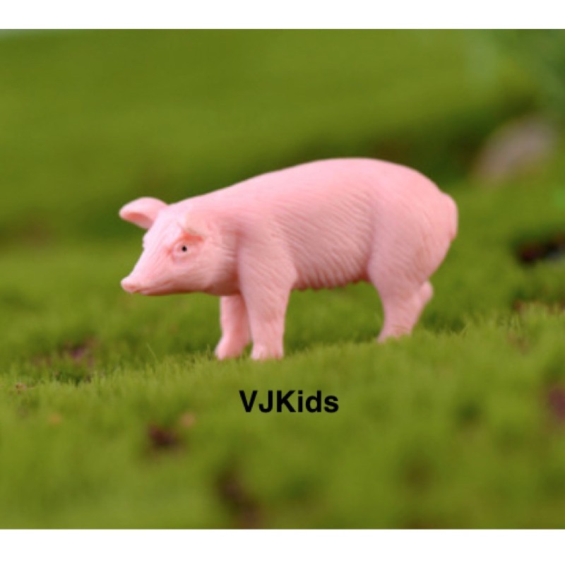 miniatur mainan karet pig utk pajangan, bermain sensory anak, diorama, maket, topper cake