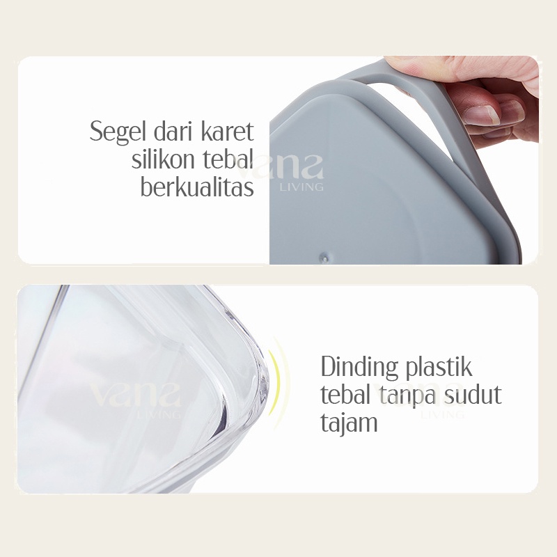 Vana Toples Plastik Penyimpanan Snack Makanan Ringan Tupperware Bening Aesthetic Kulkas Set Untuk Kue Kering Susu Praktis Anti Bocor Kedap Udara