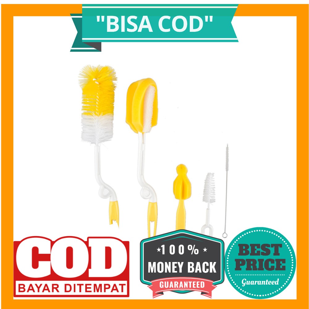 BISA COD MOONBABY Set Peralatan Pembersih Dot Bayi 5 PCS - ZX144 - Multi-Color