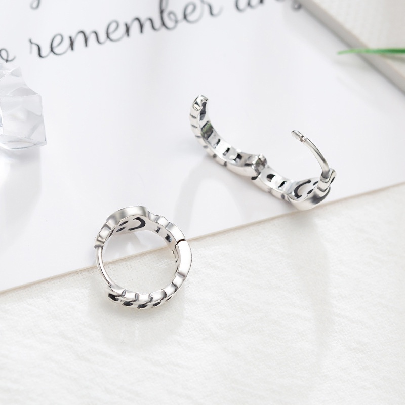 Roselife 1 Pasang Anting Tusuk Gantung Sterling Silver 925 Desain Smiley Face Hollow Untuk Wanita